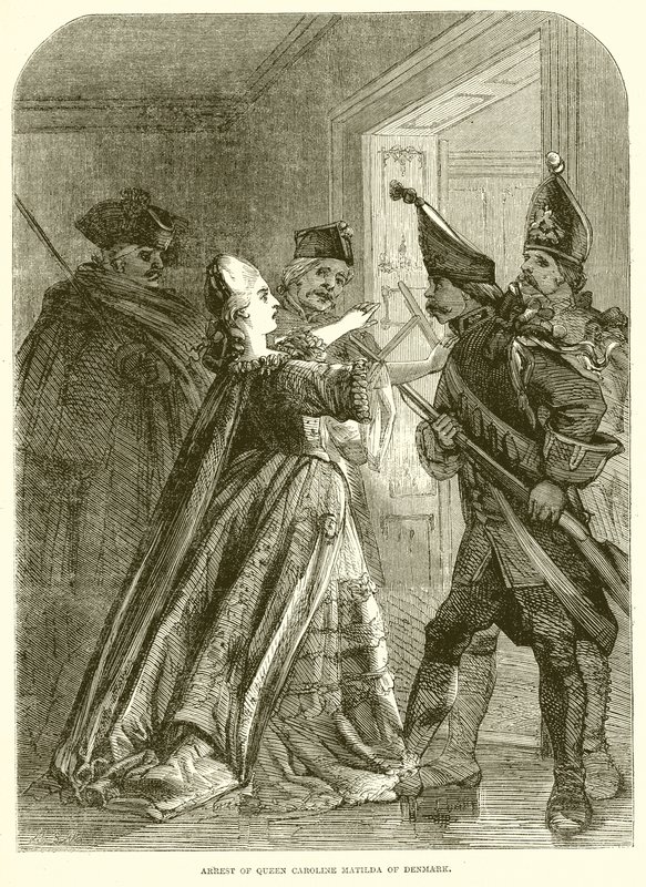 Zatčení dánské královny Caroline Matildy od English School