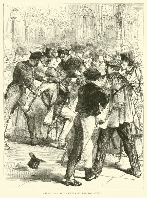 Zatčení pruského špióna na Boulevards, září 1870 od English School