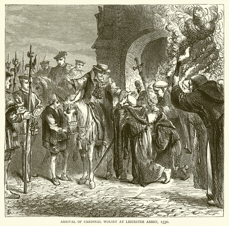 Příjezd kardinála Wolseyho do Leicesterského opatství, 1530 od English School