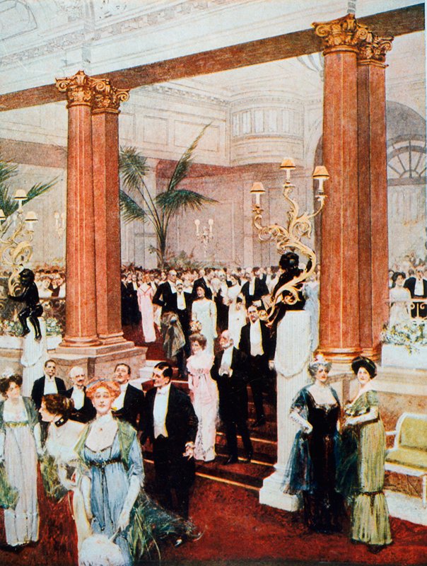 Příjezd na večeři do Savoy v roce 1912 od English School