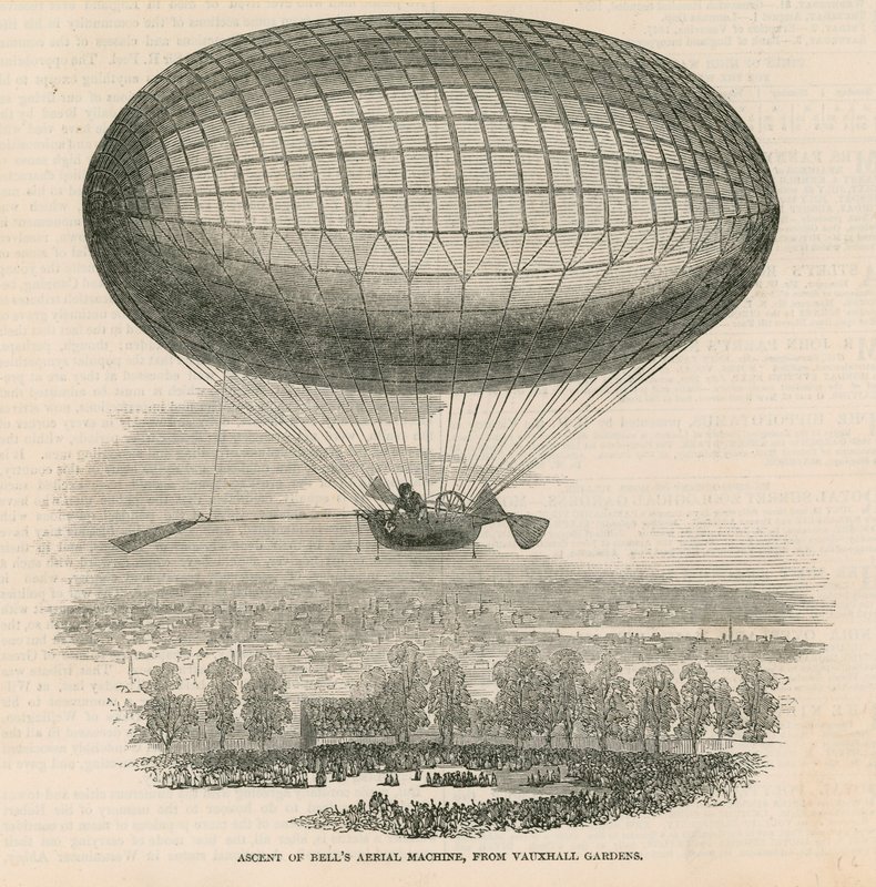 Letecký stroj Ascent of Bells z Vauxhall Gardens v Londýně od English School