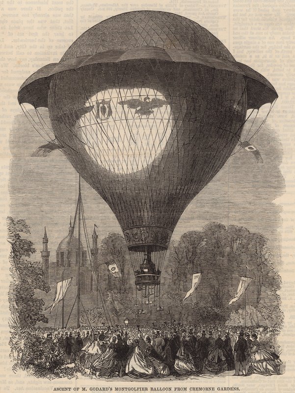 Výstup na balón M Goddards Montgolfier z Cremorne Gardens od English School