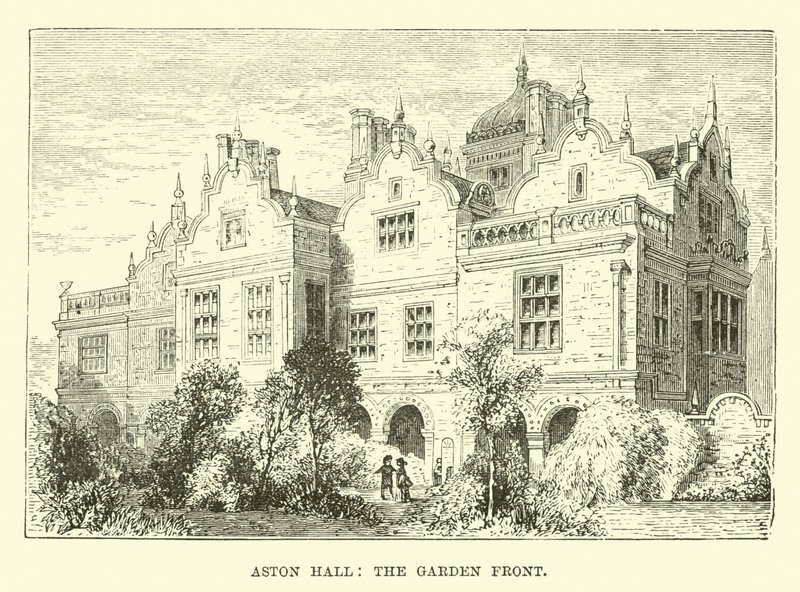 Aston Hall, přední část zahrady od English School