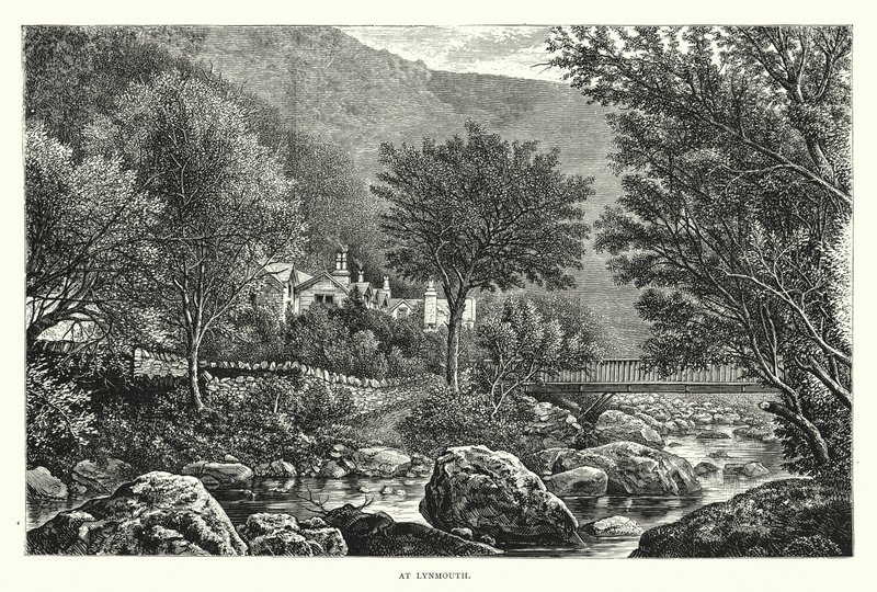 V Lynmouthu (rytina) od English School