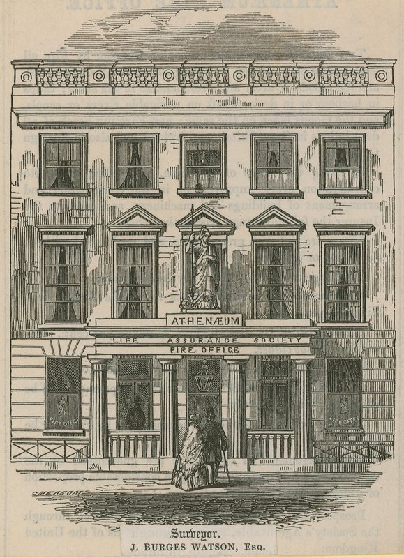 Athenaeum Life Assurance Society, Fire Office, Londýn od English School