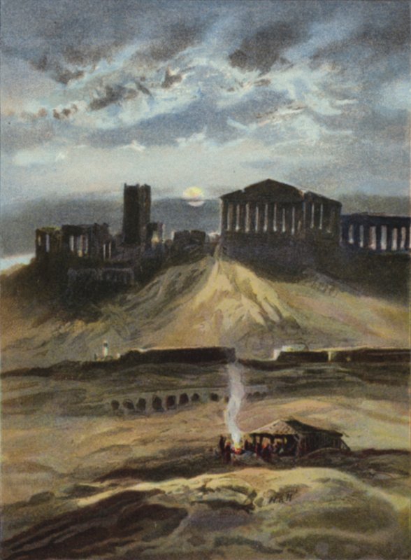 Atény za měsíčního svitu (barva litho) od English School