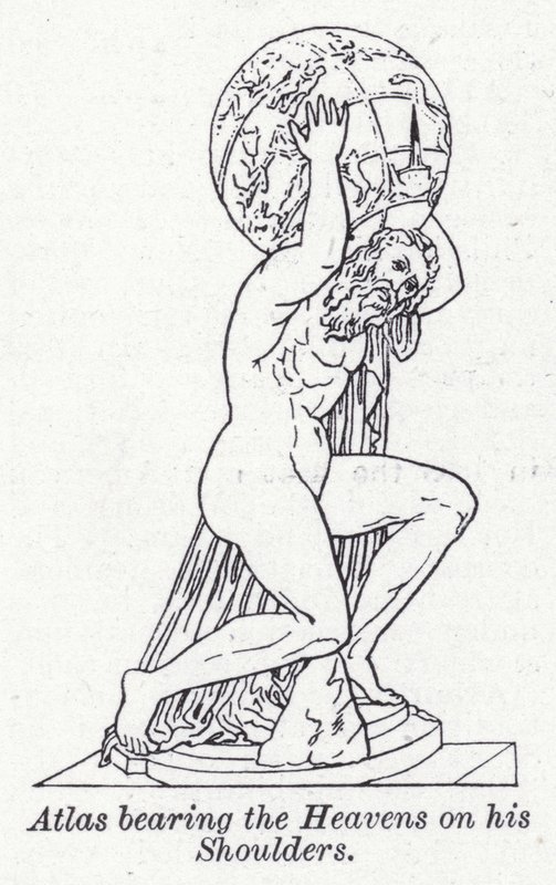 Atlas nesoucí nebesa na svých ramenou (litho) od English School