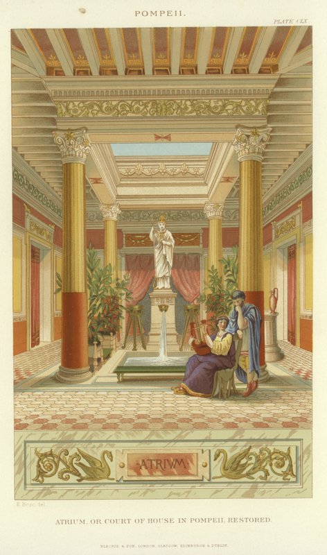Atrium nebo soudní dvůr v Pompejích od English School
