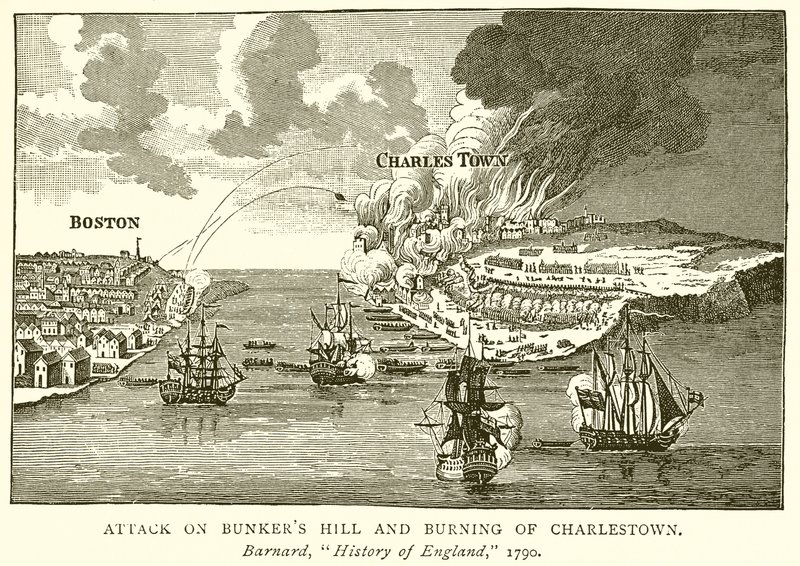 Útok na Bunkers Hill a vypálení Charlestownu od English School