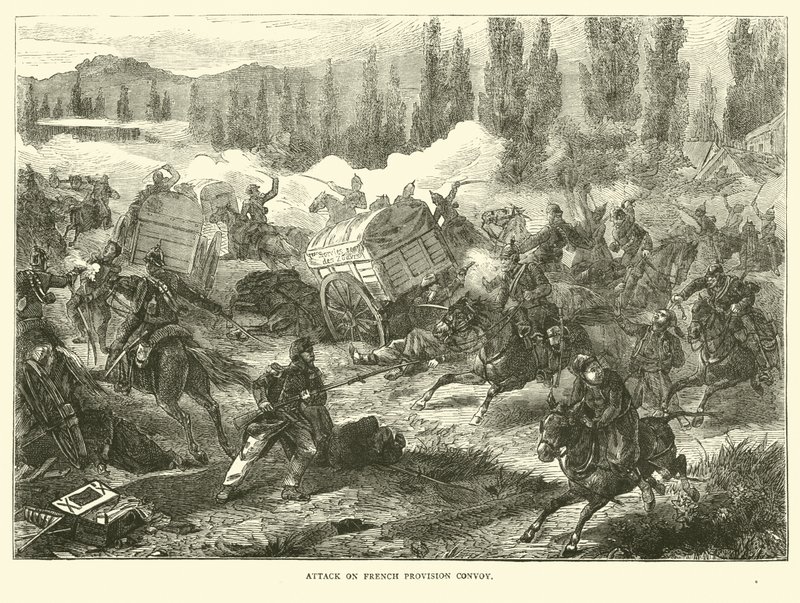 Útok na francouzský zásobovací konvoj, září 1870 od English School