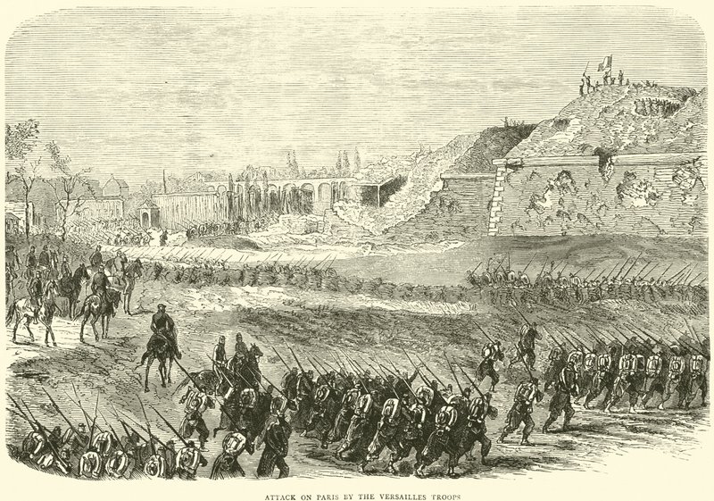 Útok Versailleských vojsk na Paříž, březen 1871 od English School