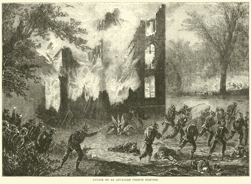 Útok na předsunuté francouzské pozice, říjen 1870 od English School
