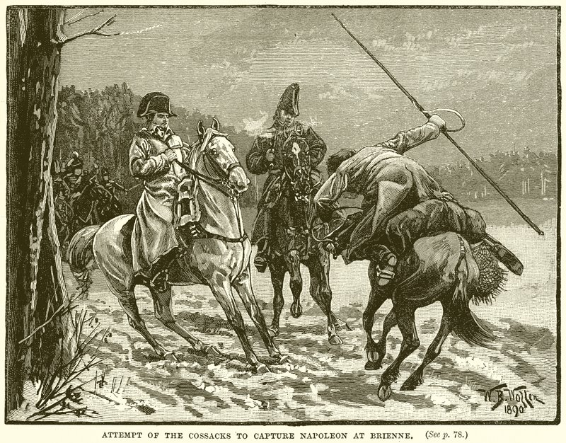 Pokus kozáků zajmout Napoleona v Brienne od English School