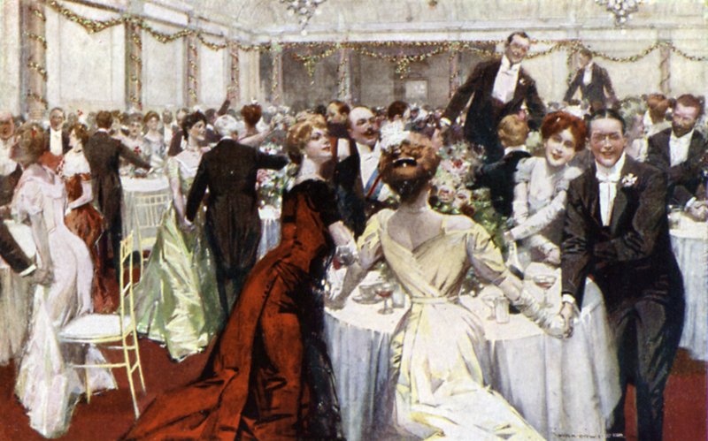 Auld Lang Syne, Silvestr, The Savoy Hotel (barevné lito) od English School