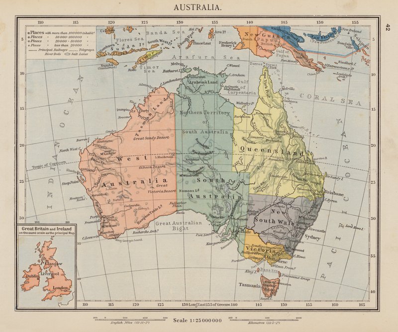 Austrálie (barevná litografie) od English School