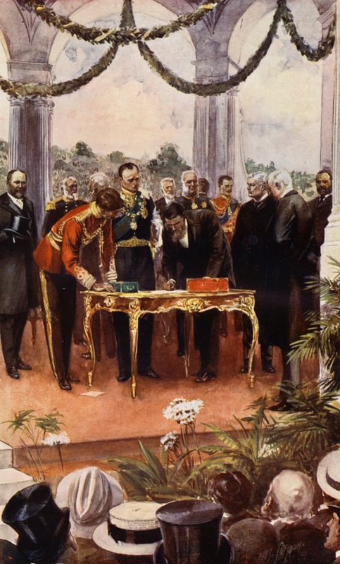 Australský svaz, podpis listiny o federaci (barevná litografie) od English School