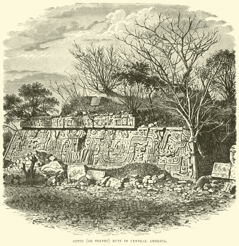 Aztécká (nebo Toltécká) zřícenina ve Střední Americe od English School