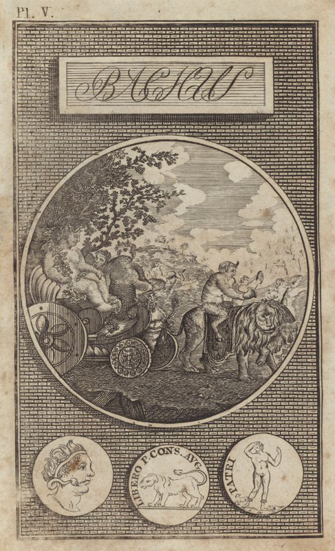 Bacchus, starořímský bůh vína (rytina) od English School