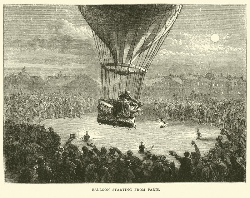 Balón startující z Paříže, září 1870 od English School