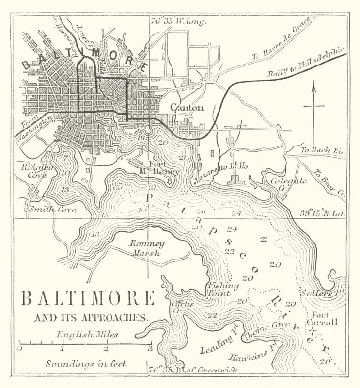 Baltimore a jeho okolí (rytina) od English School