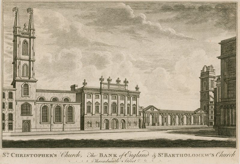 Bank of England, East Wing přidal Sir Robert Taylor, 1765 od English School