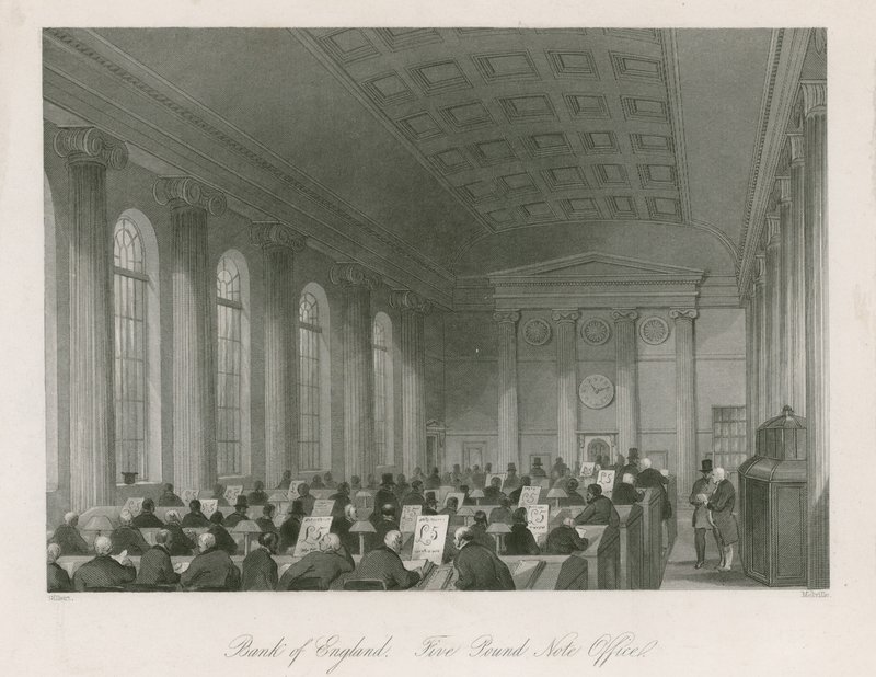 Bank of England, bankovka v hodnotě pěti liber od English School