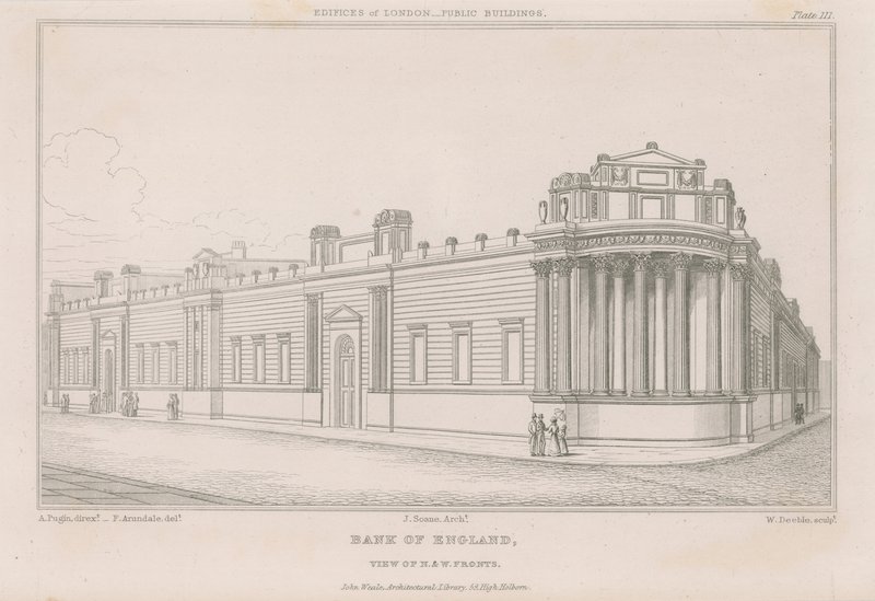 Bank of England, sir John Soanes fronty od English School