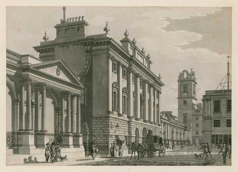 Bank of England, West Wing přidal Sir Robert Taylor, 1783 od English School