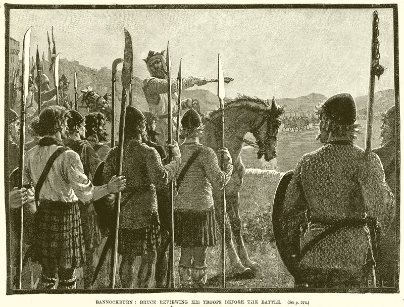 Bannockburn: Bruce kontroluje své jednotky před bitvou od English School