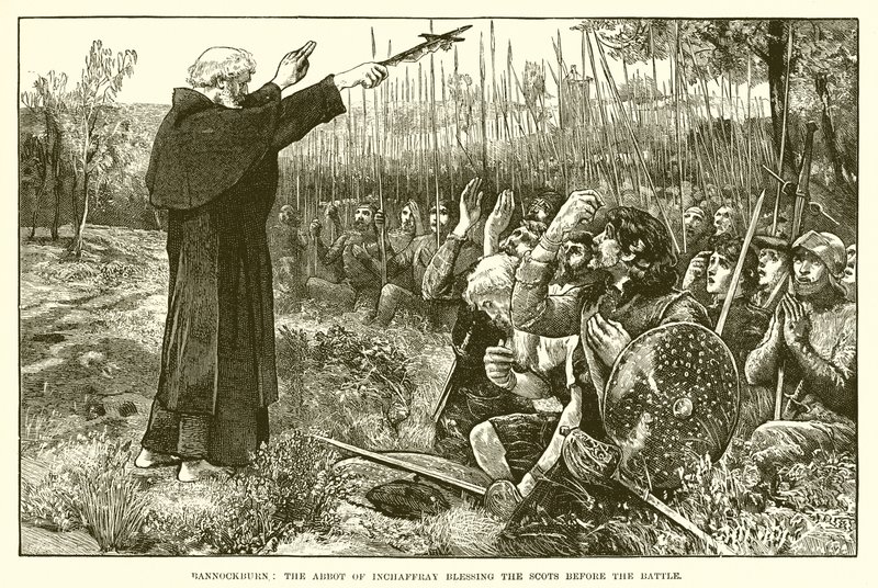 Bannockburn: Opat z Inchaffray žehná Skotům před bitvou od English School