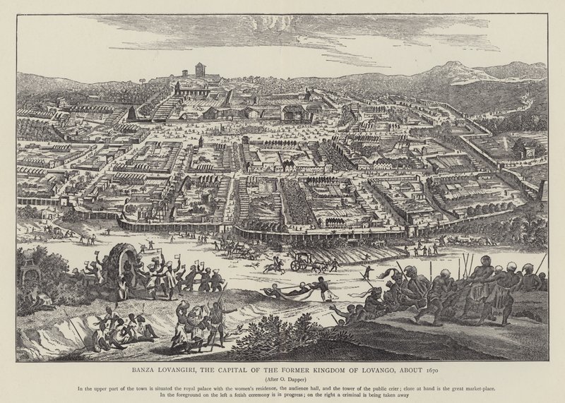 Banza Lovangiri, hlavní město bývalého království Lovango, asi 1670 (foto) od English School