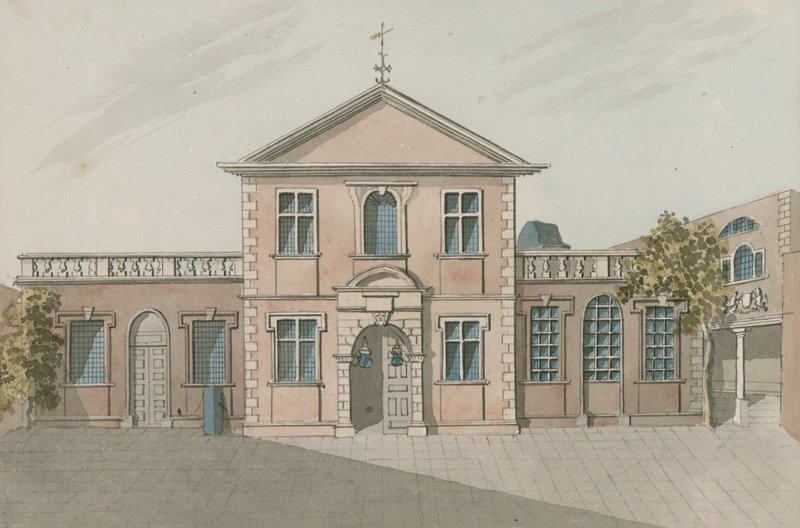 Barber Surgeons Hall, Monkwell Street, Londýn (wc na papíře) od English School