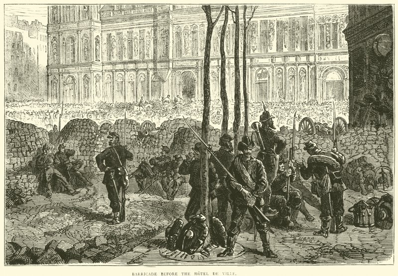 Barikáda před Hotel de Ville, březen 1871 od English School