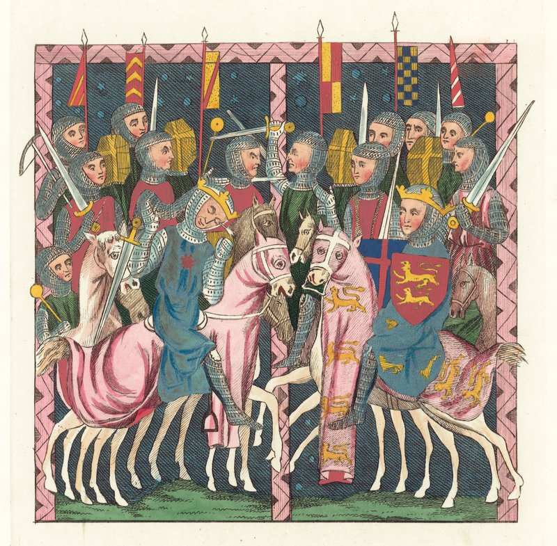Battle Of Hastings (barevná rytina) od English School