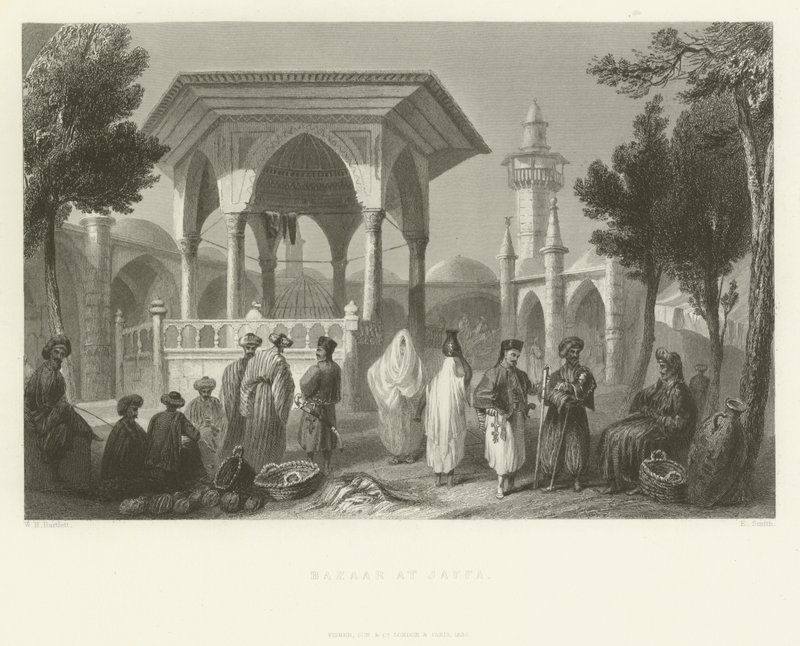 Bazar v Jaffě, 1837 od English School