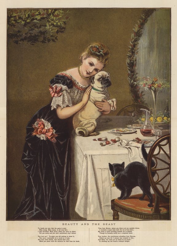 Kráska a zvíře (chromolitho) od English School