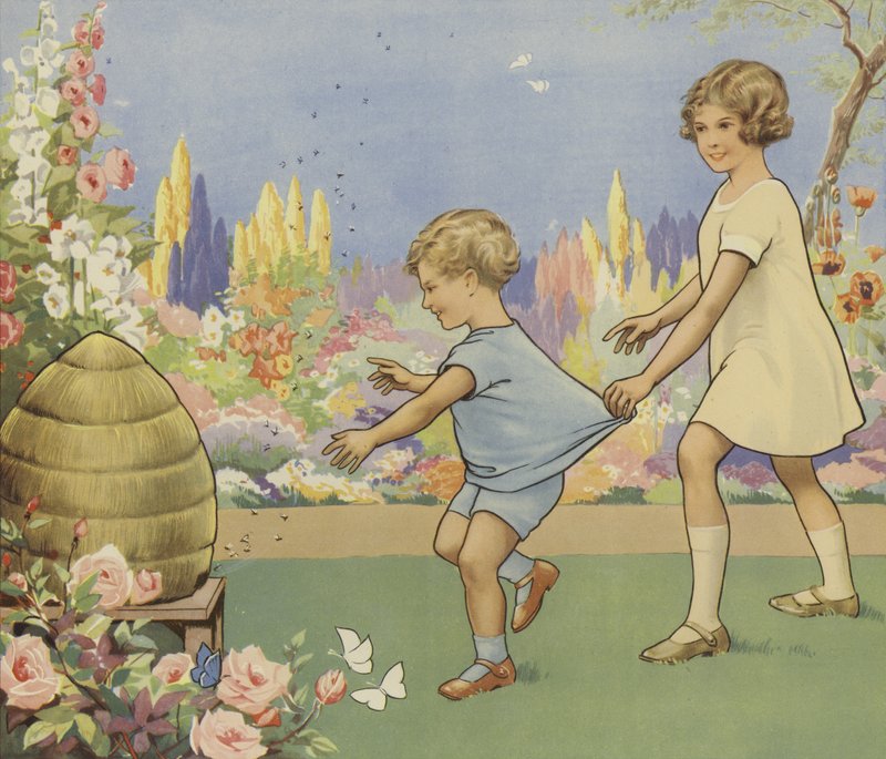 Včelí úl v zahradě (barva litho) od English School
