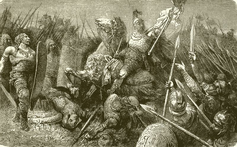 Belisarius vede římskou armádu proti Gótům od English School