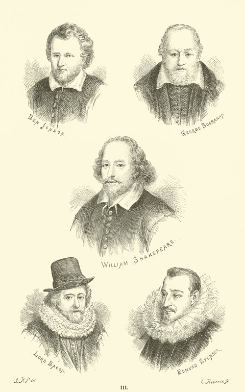 Ben Jonson, George Buchanan, William Shakespeare, Lord Bacon, Edmund Spenser od English School