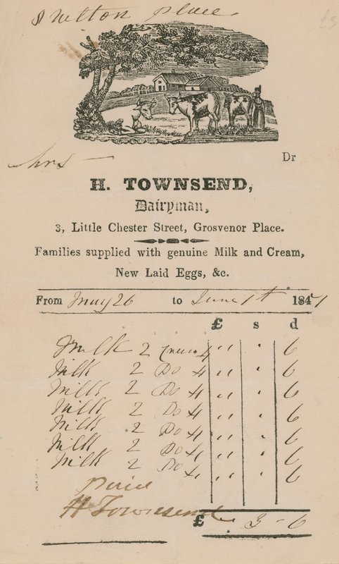 Bill z H Townsend, Dairyman od English School