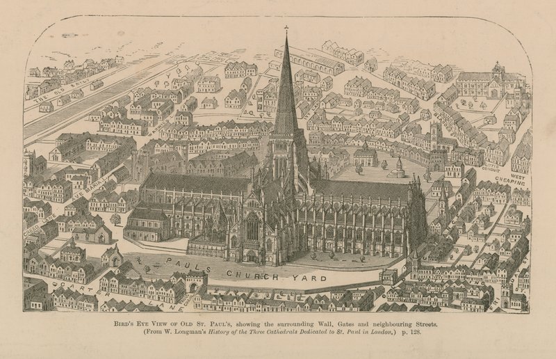 Pohled z ptačí perspektivy na starý St Pauls od English School