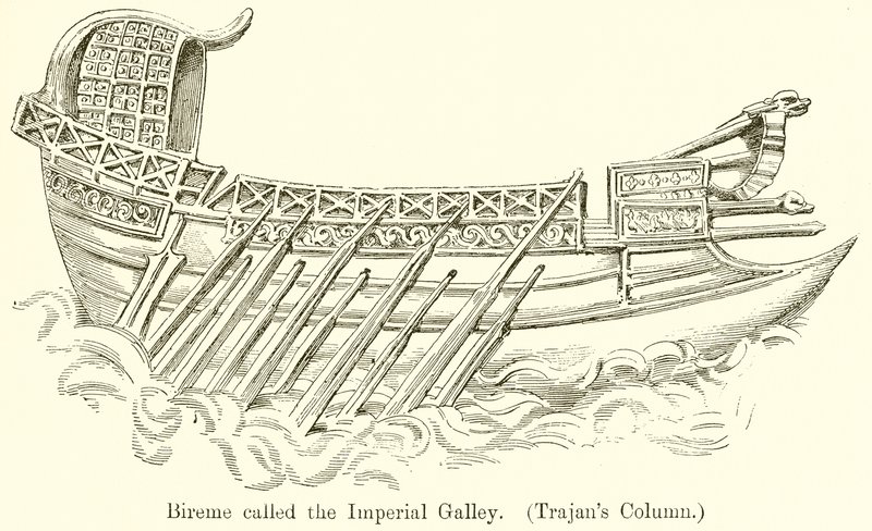 Bireme zvané Imperiální galéra. (Trajanský sloup) od English School