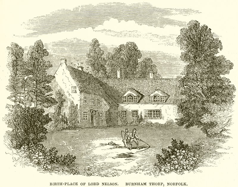 Místo narození lorda Nelsona. Burnham Thorp, Norfolk od English School