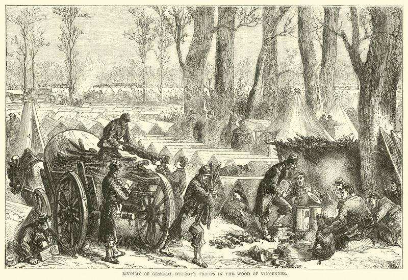 Bivak vojáků generála Ducrotsa v lese Vincennes, říjen 1870 od English School
