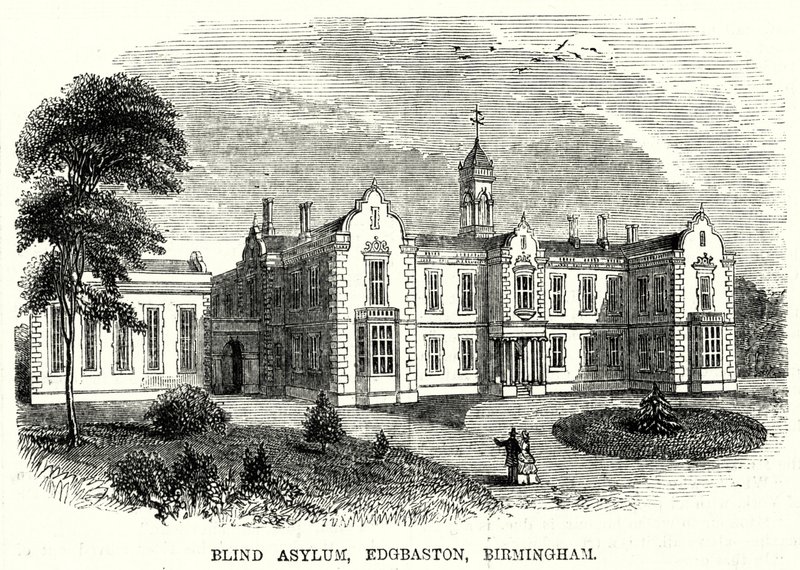 Blind Asylum, Edgbaston, Birmingham (rytina) od English School