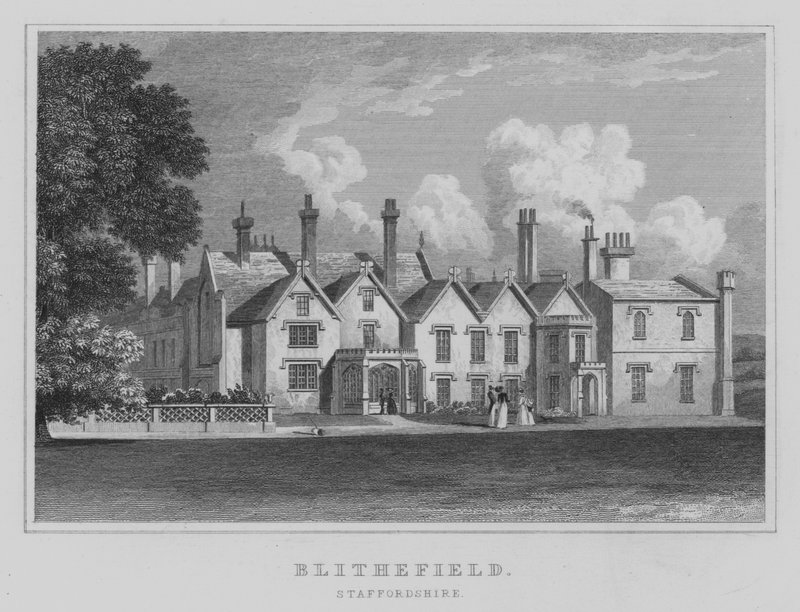 Blithfield, Staffordshire (rytina) od English School