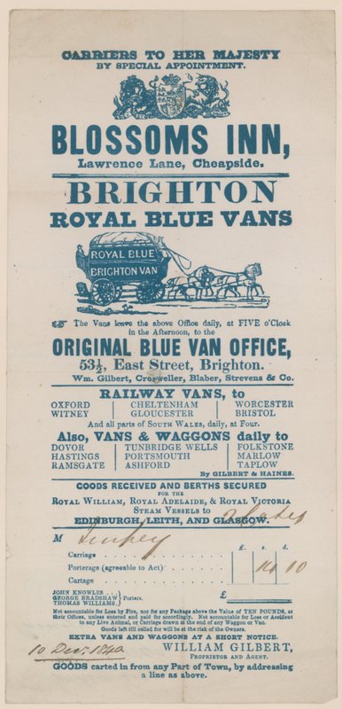 Blossoms Inn, Lawrence Lane, Cheapside, Bill od English School