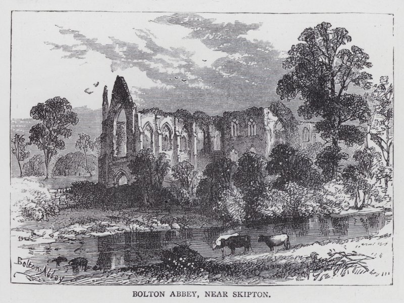 Bolton Abbey, poblíž Skipton (rytina) od English School