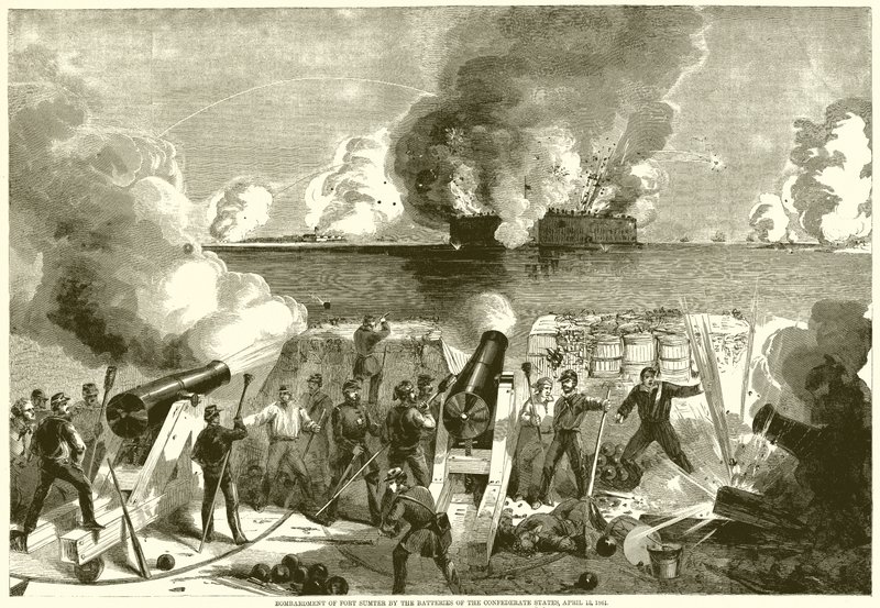 Bombardování Fort Sumter bateriemi států Konfederace, 13. dubna 1861 od English School