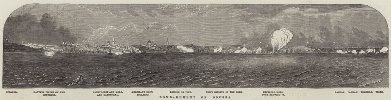 Bombardování Oděsy (rytina) od English School